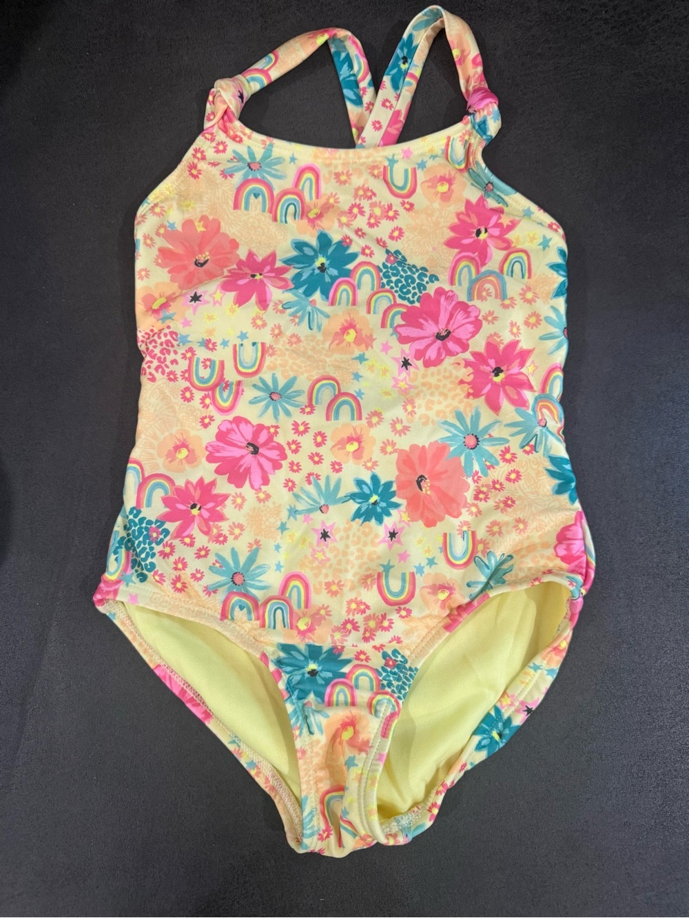 Target Kids Floral Rainbow One-Piece Swimsuit - Yellow/Pink/Teal